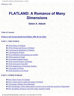 FLATLAND: a Romance of Many Dimensions - E