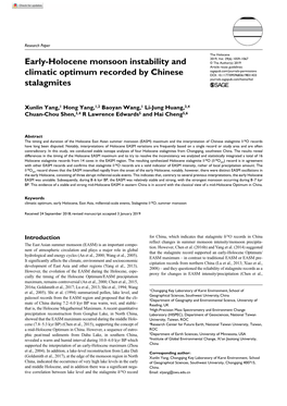 Early-Holocene Monsoon Instability and Climatic Optimum Recorded By