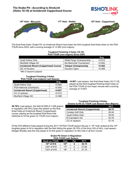 The Snake Pit - According to Shotlink (Holes 16-18) at Innisbrook Copperhead Course