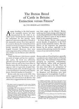 The Breton Breed of Cattle in Britain: Extinction Versus Fitness*