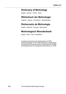 Dictionary of Molinology Wörterbuch Der Molinologie Dictionnaire De