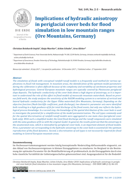 Implications of Hydraulic Anisotropy in Periglacial Cover Beds for Flood Simulation in Low Mountain Ranges (Ore Mountains, Germany)