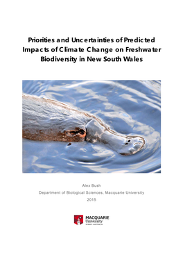 Priorities and Uncertainties of Predicted Impacts of Climate Change on Freshwater Biodiversity in New South Wales