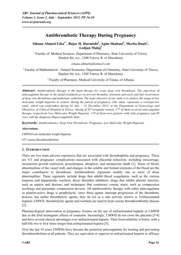 Antithrombotic Therapy During Pregnancy