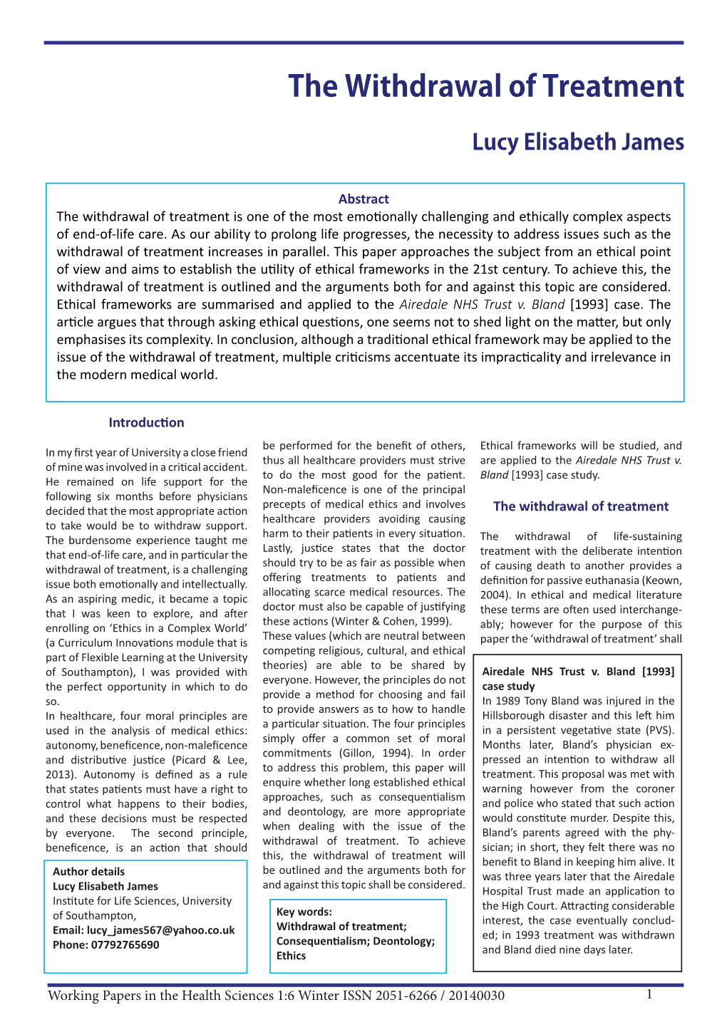 The Withdrawal of Treatment