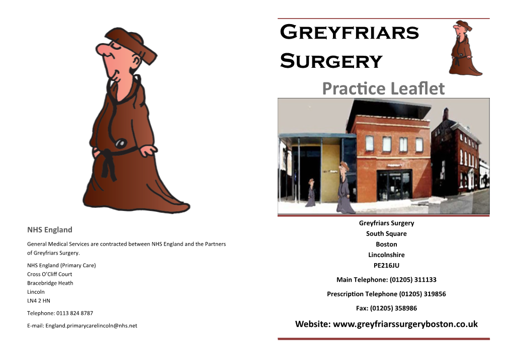 Greyfriars Surgery Practice Leaflet