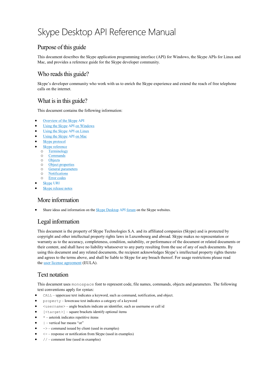 Skype Desktop API Reference Manual