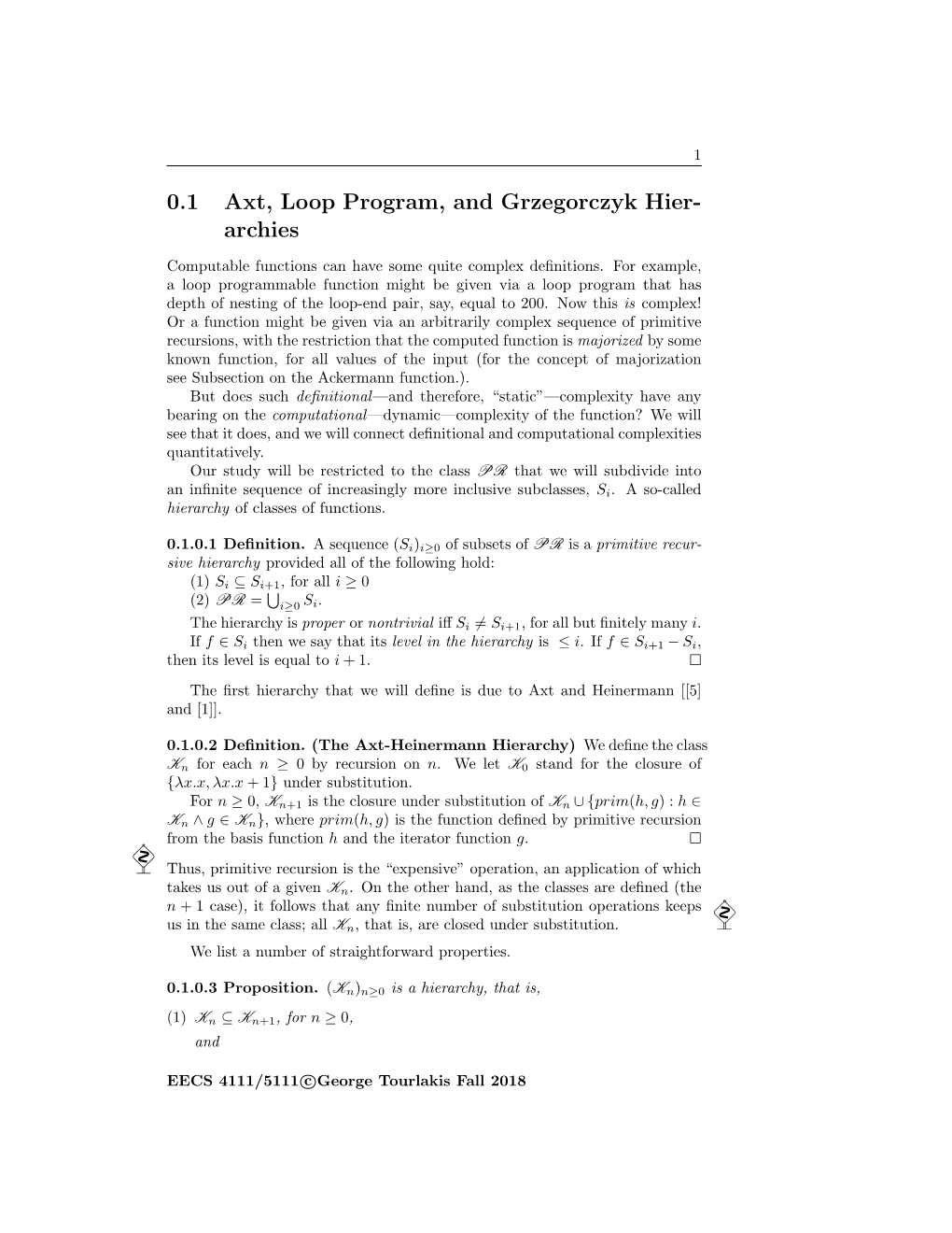 0.1 Axt, Loop Program, and Grzegorczyk Hier- Archies