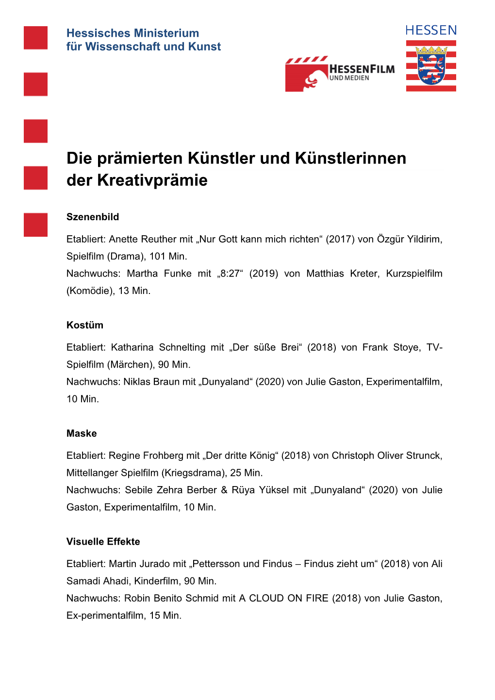 Die Prämierten Künstler Und Künstlerinnen Der Kreativprämie