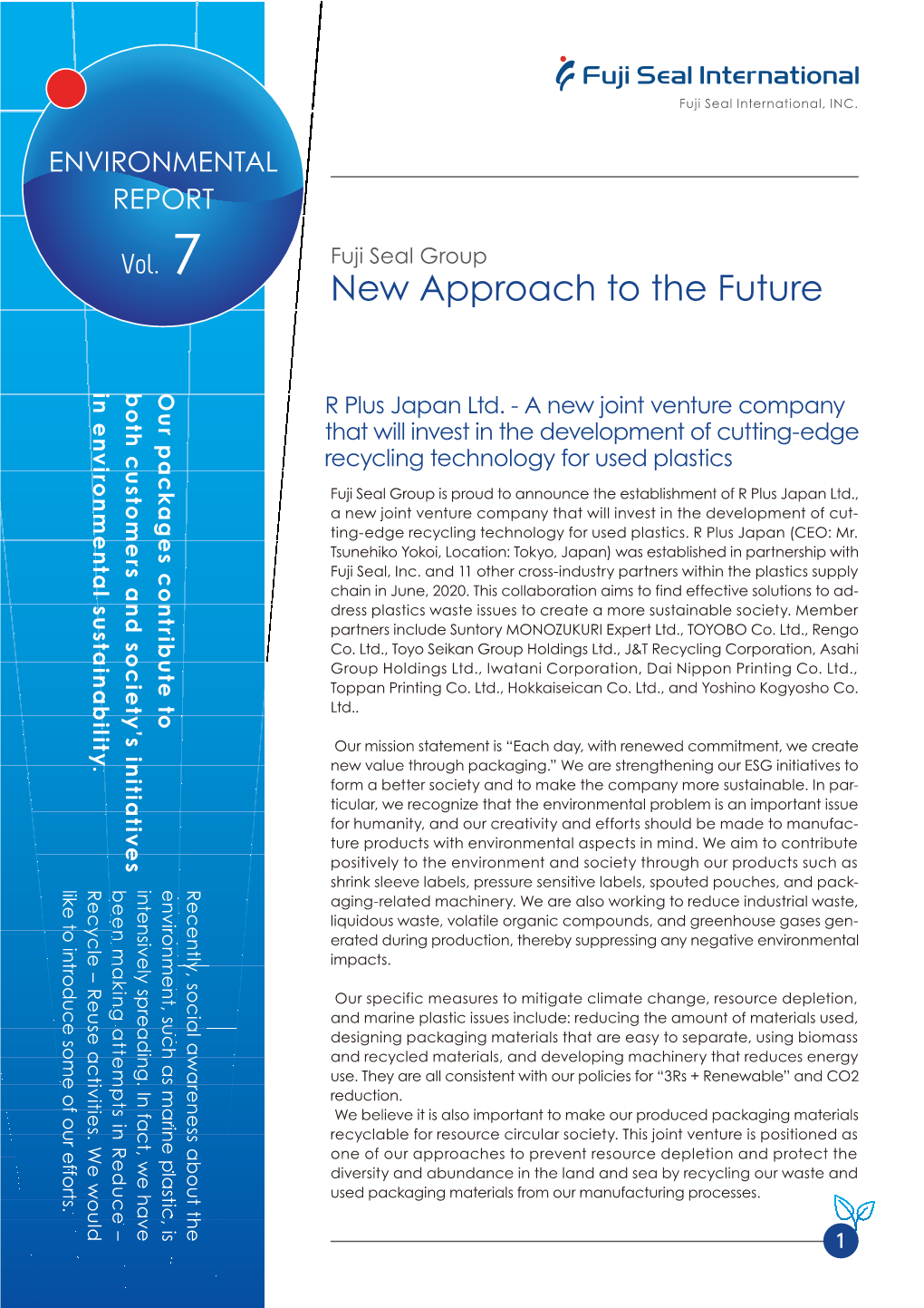 Fuji Seal Group Environment Report Vol.7 / New Approach to the Future