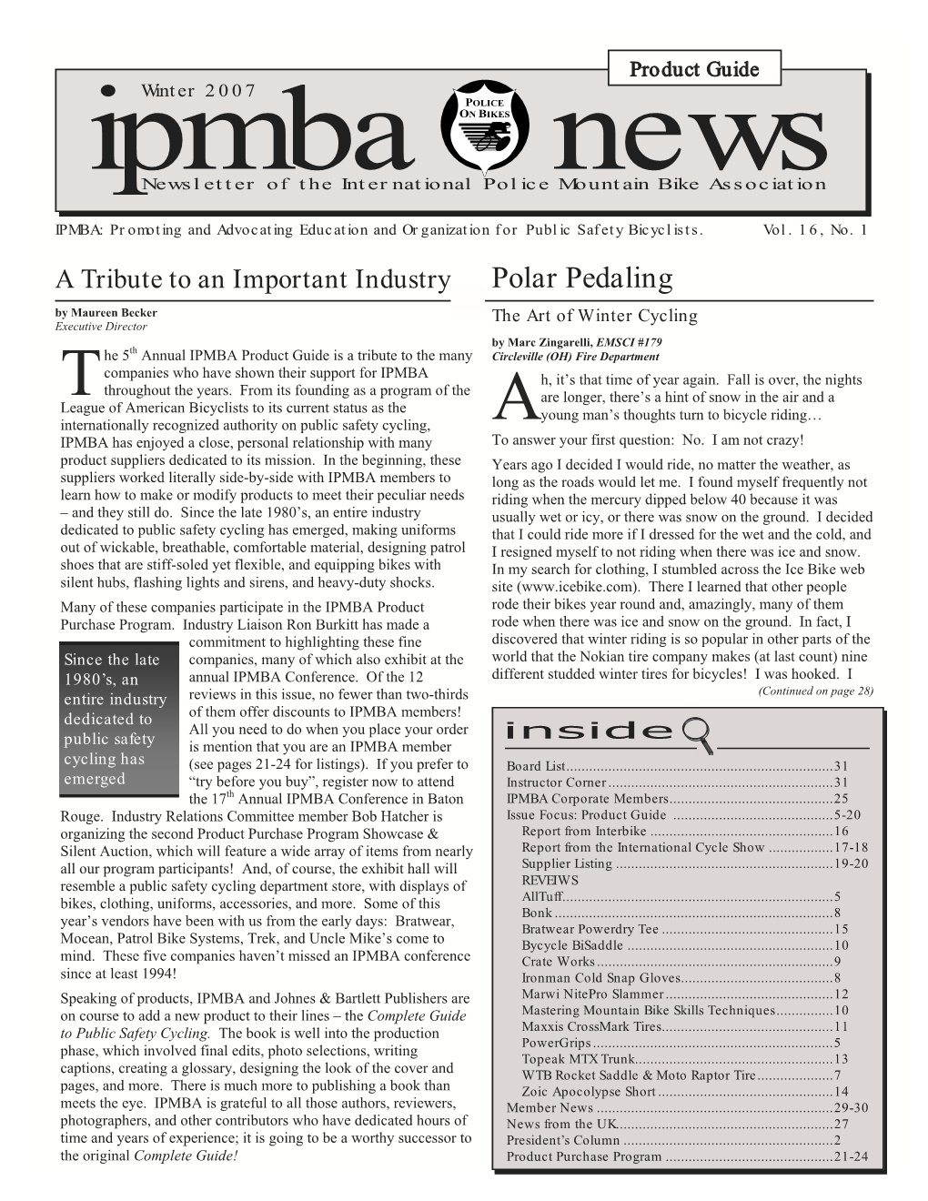 IPMBA News Vol. 16 No. 1 Winter 2007