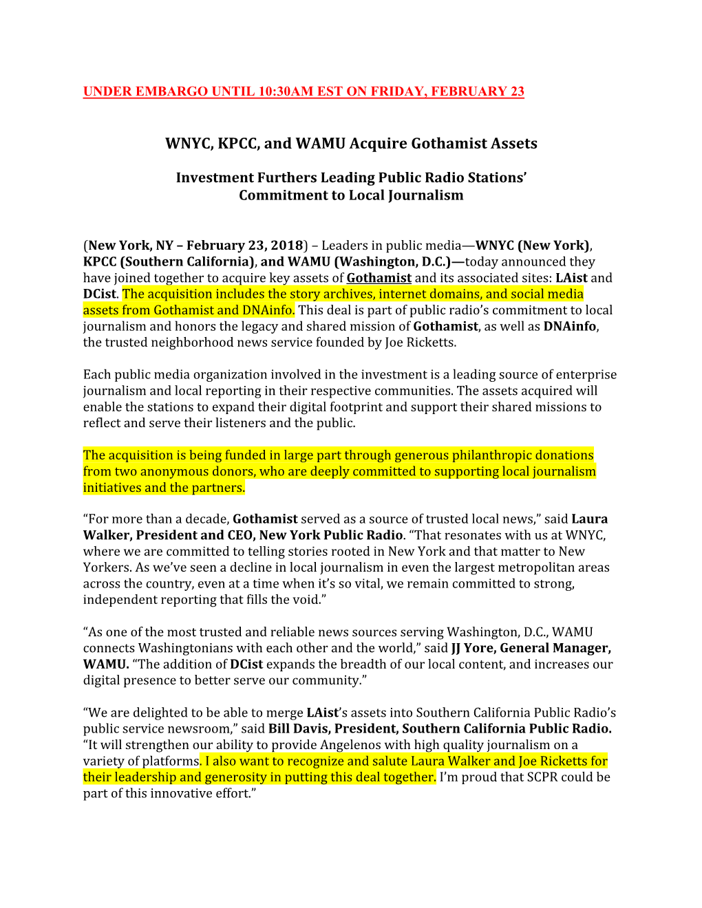 WNYC, KPCC, and WAMU Acquire Gothamist Assets