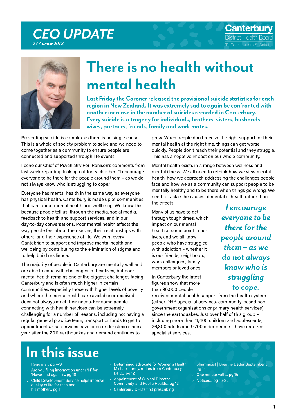 There Is No Health Without Mental Health in This Issue