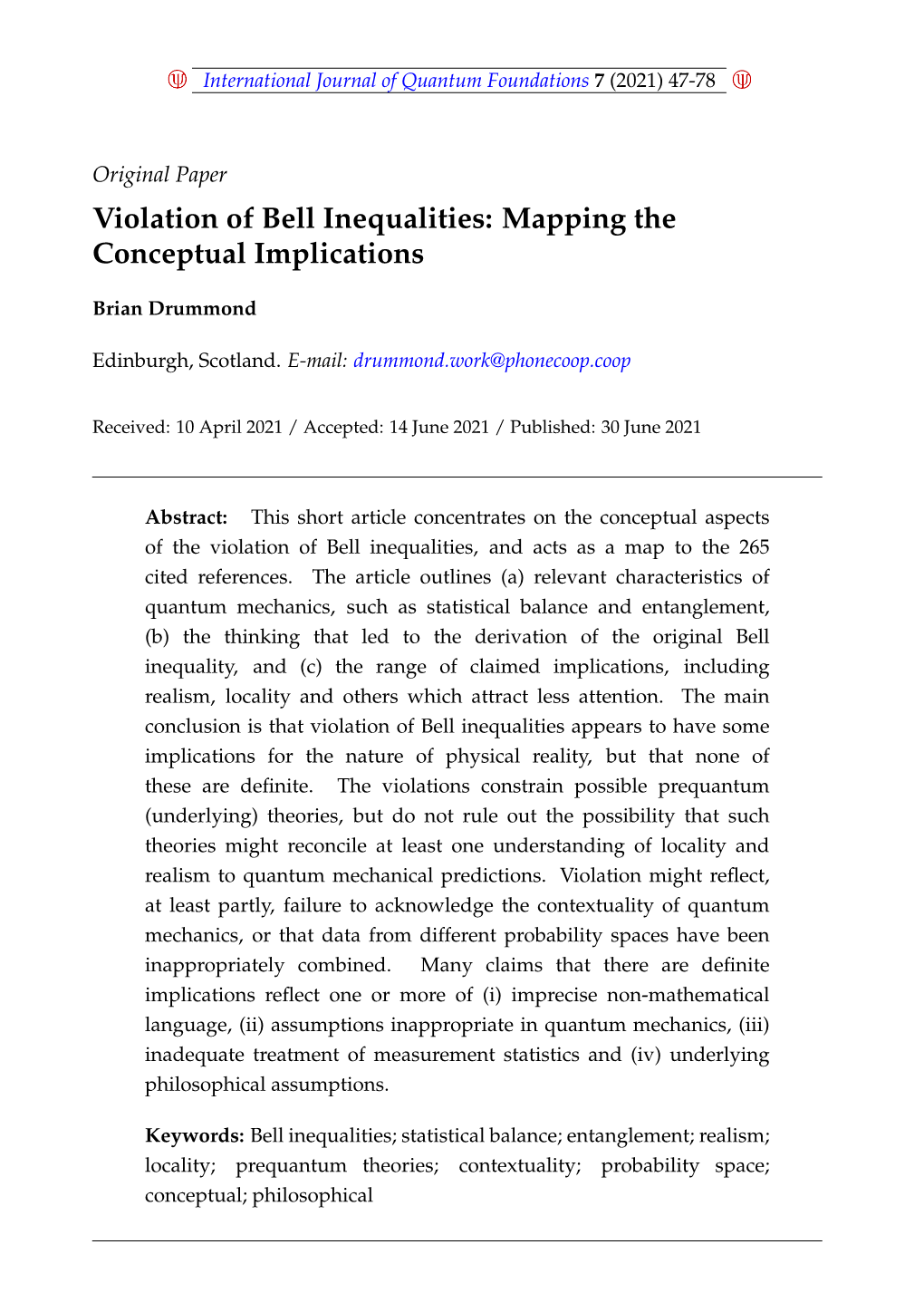 Violation of Bell Inequalities: Mapping the Conceptual Implications