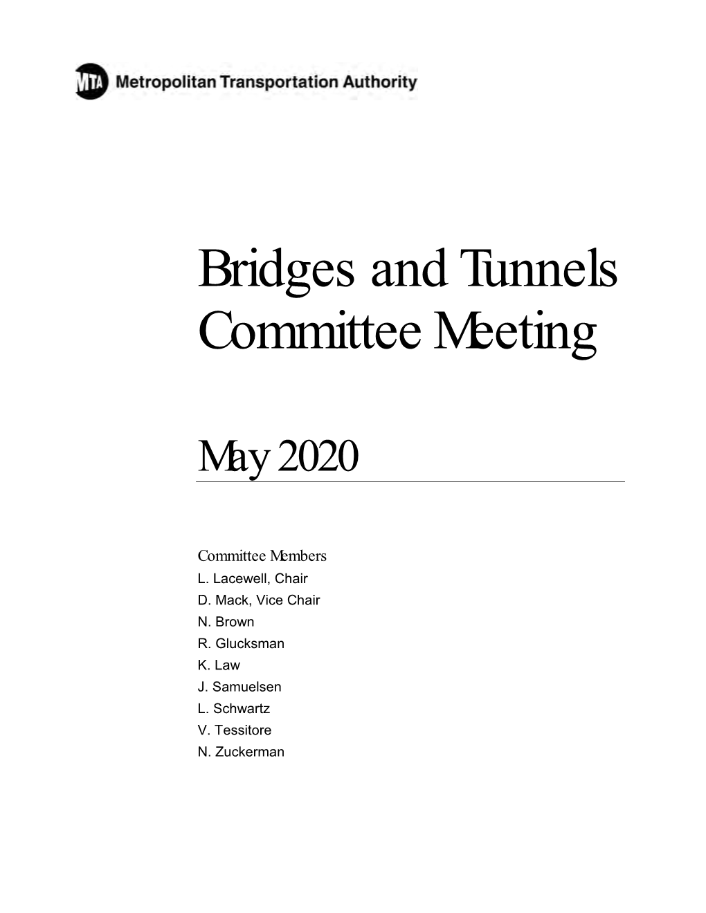 Bridges and Tunnels Committee Meeting