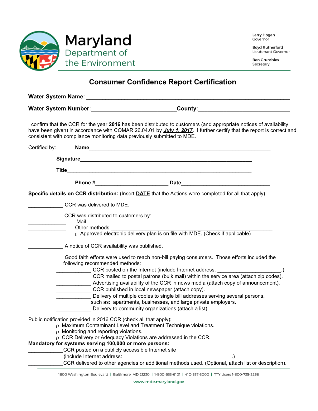 2017 CCR Certification Form