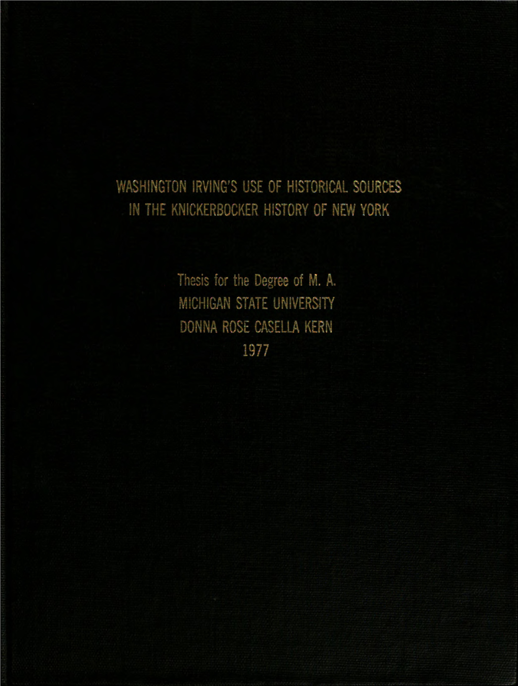 Washington Irving's Use of Historical Sources in the Knickerbocker History of New York