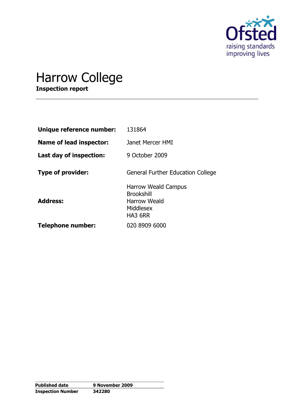 Harrow College Inspection Report