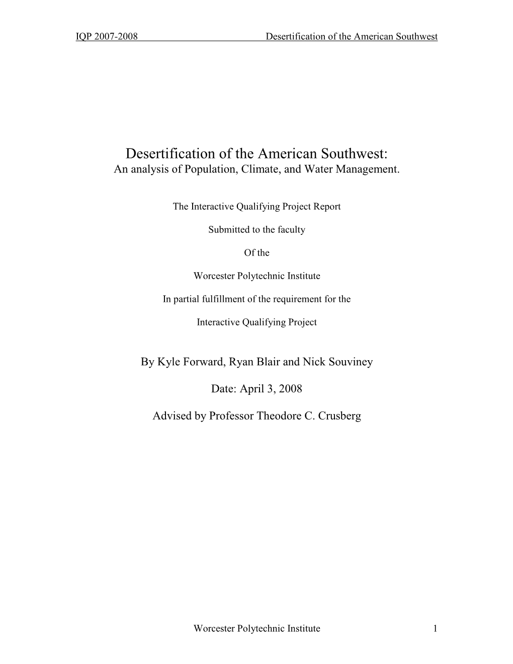 Desertification of the American Southwest: an Analysis of Population, Climate, and Water Management