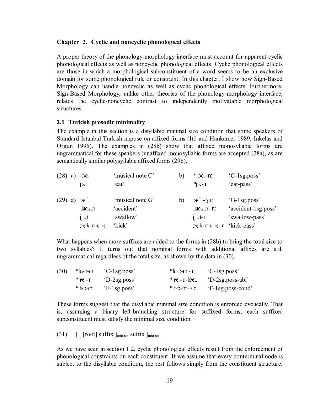 19 Chapter 2. Cyclic and Noncyclic Phonological Effects a Proper