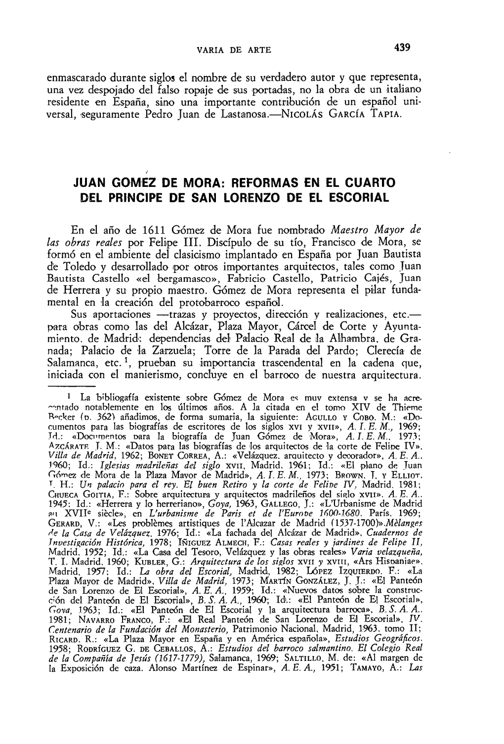 Juan Gomez De Mora: Reformas En El Cuarto Del Príncipe De San Lorenzo De El Escorial