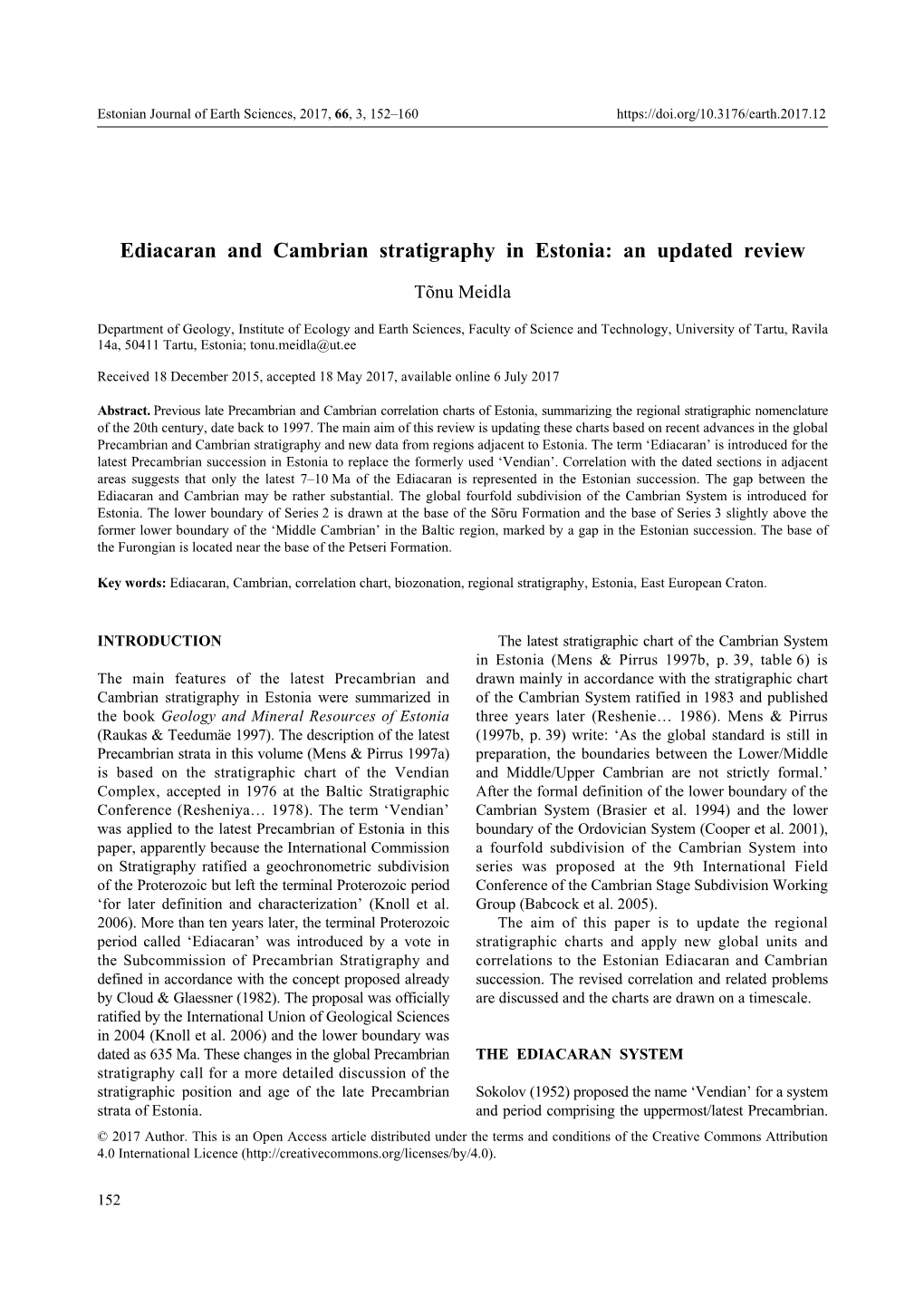 Ediacaran and Cambrian Stratigraphy in Estonia: an Updated Review