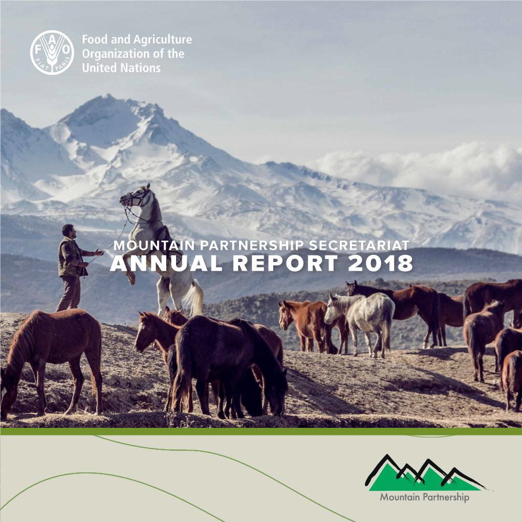 MOUNTAIN PARTNERSHIP SECRETARIAT ANNUAL REPORT 2018 Cover and Back Cover Photographs: ©Unsplash/Mahir Uysal MOUNTAIN PARTNERSHIP SECRETARIAT ANNUAL REPORT 2018