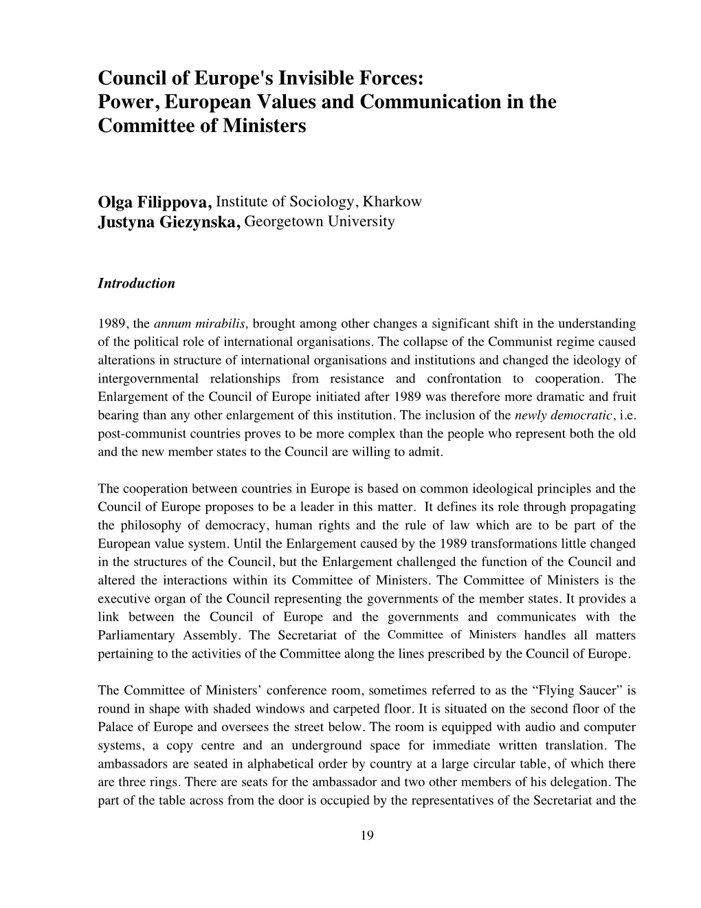 Council of Europe's Invisible Forces: Power, European Values and Communication in the Committee of Ministers