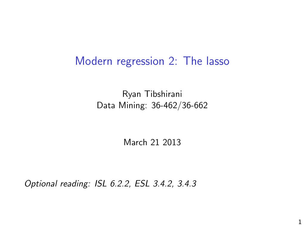 Modern Regression 2: the Lasso