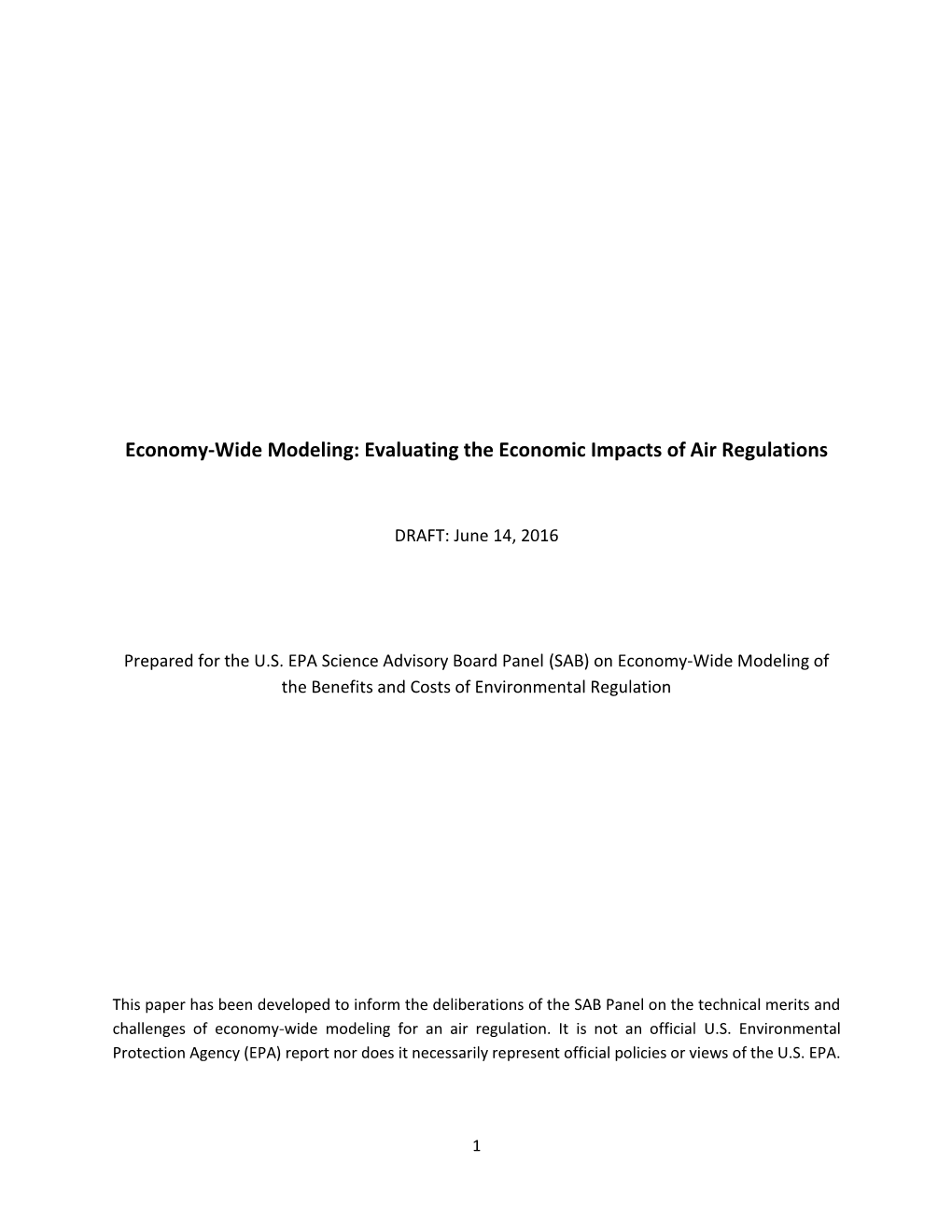 Economy-Wide Modeling: Evaluating the Economic Impacts of Air Regulations