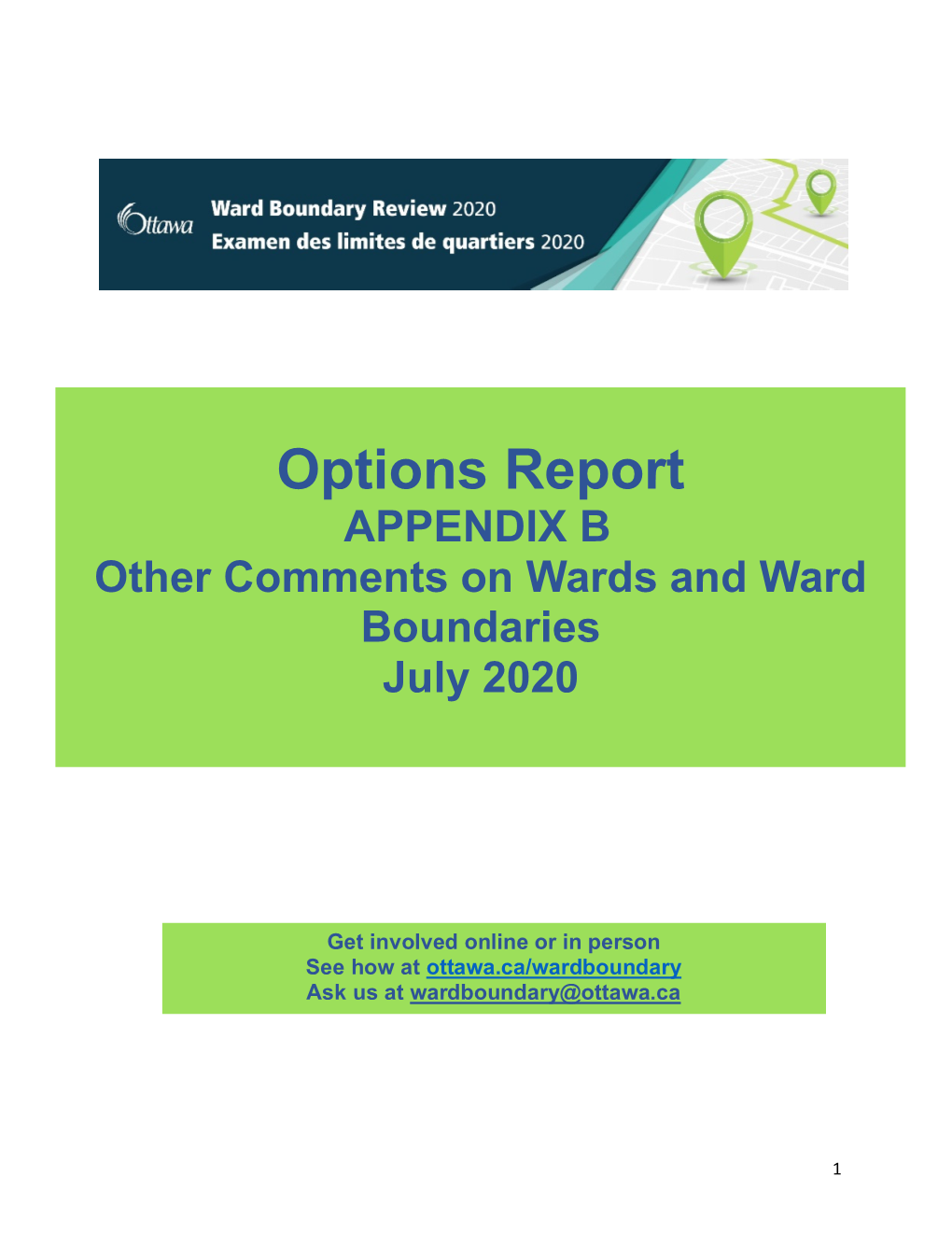 APPENDIX B Other Comments on Wards and Ward Boundaries July 2020
