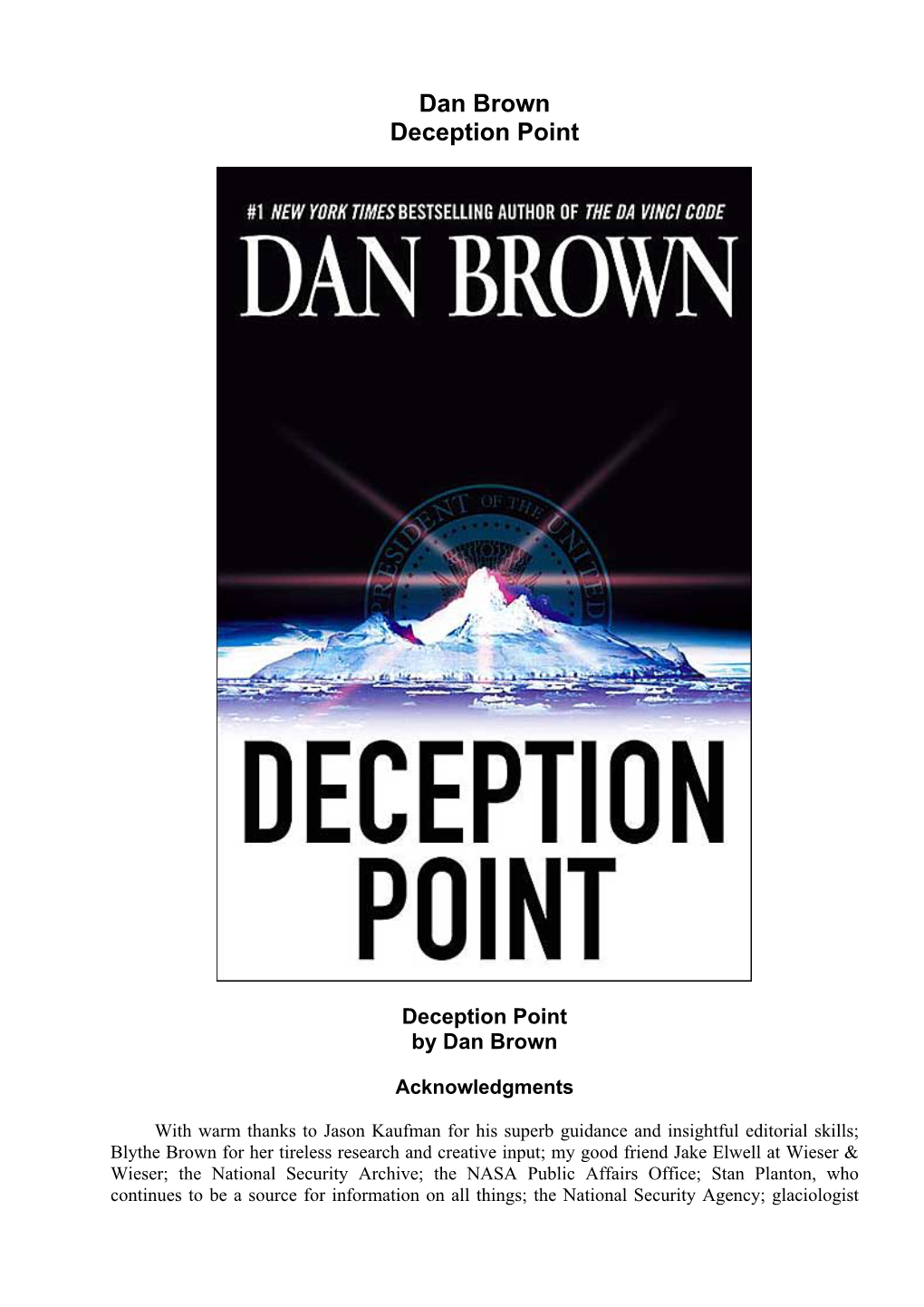 Dan Brown – Deception Point