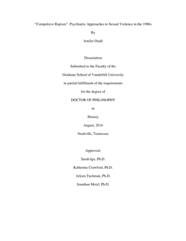 Psychiatric Approaches to Sexual Violence in the 1980S