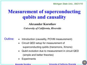 Measurement of Superconducting Qubits and Causality Alexander Korotkov University of California, Riverside