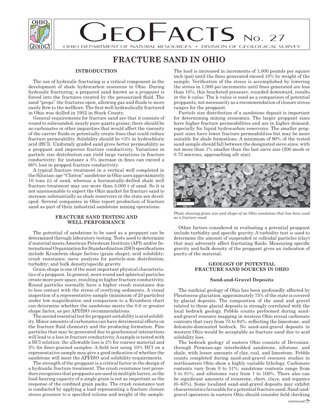 Geofacts No. 27—Fracture Sand in Ohio