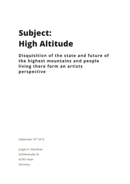 Subject: High Altitude