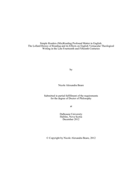 Beare, Nicole Alexandra, Phd, ENGL, December 2012.Pdf