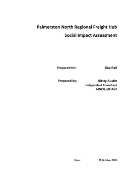 Palmerston North Regional Freight Hub Social Impact Assessment