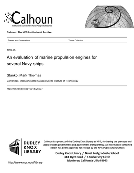 An Evaluation of Marine Propulsion Engines for Several Navy Ships