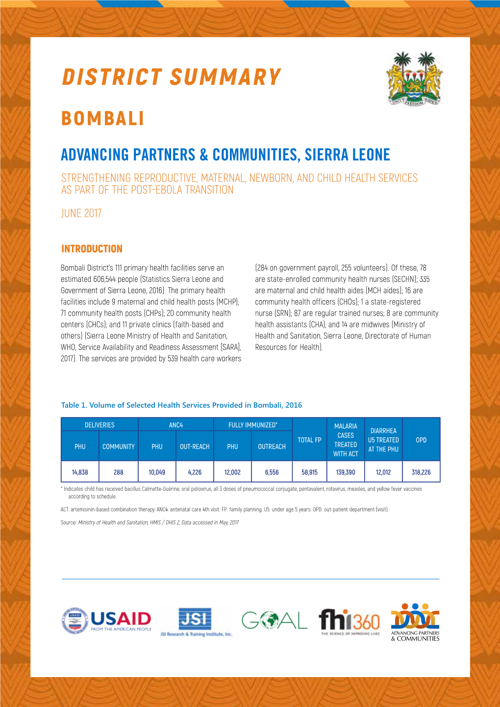 District Summary Bombali