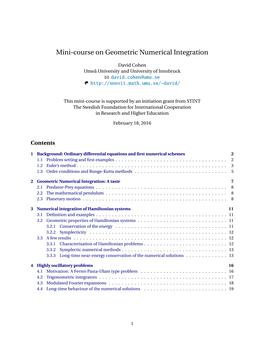 Mini-Course on Geometric Numerical Integration