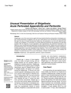 Unusual Presentation of Shigellosis: Acute Perforated Appendicitis And