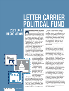 Letter Carrier Political Fund 2020 LCPF Recognition