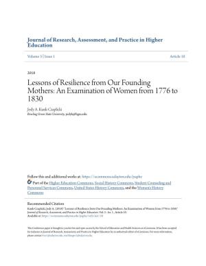 Lessons of Resilience from Our Founding Mothers: an Examination of Women from 1776 to 1830 Jody A