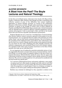 The Boyle Lectures and Natural Theology