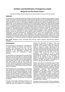 Isolation and Identification of Oleaginous Yeasts