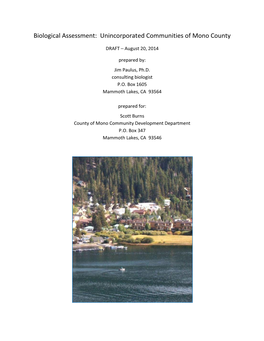 Biological Assessment: Unincorporated Communities of Mono County