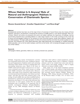 Role of Natural and Anthropogenic Habitats in Conservation Of