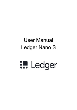 User Manual Ledger Nano S