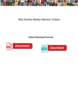 Rob Zombie Marilyn Manson Tickets